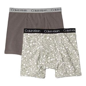 CALVIN KLEIN BOYS BOXER BRIEFS COTTON STRETCH TWO 2 PACKS‎ GRAY BLUE Medium NEW